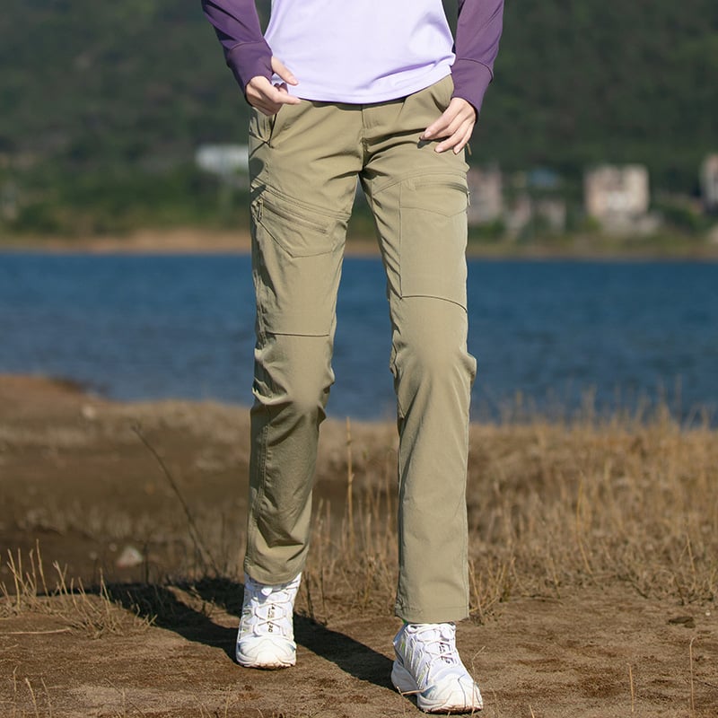 Pantaloni de drumeție cu uscare rapidă pentru femei – aerisiți, croială slim, cu mai multe buzunare (Uscare rapidă, Vară, Femei)