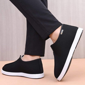 Papuci de casă pentru bărbați iarnă, căptușeală din lână de oaie, partea superioară din material nețesut, talpă din cauciuc – talpă plată