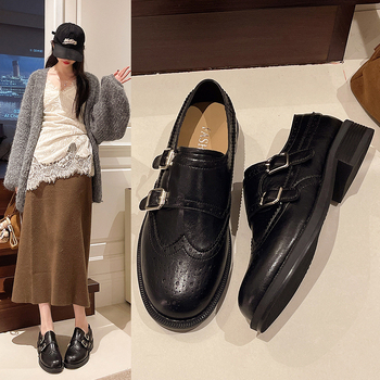Ženske mokasice, korejski stil, okrugli vrh, niski potpetice 1–3 cm, PU gornji dio, kopča na Velcro