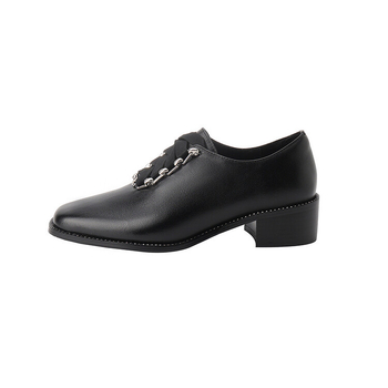 Ženske kožne loaferice s vezicama, srednja peta 3–5 cm, engleski stil za ured
