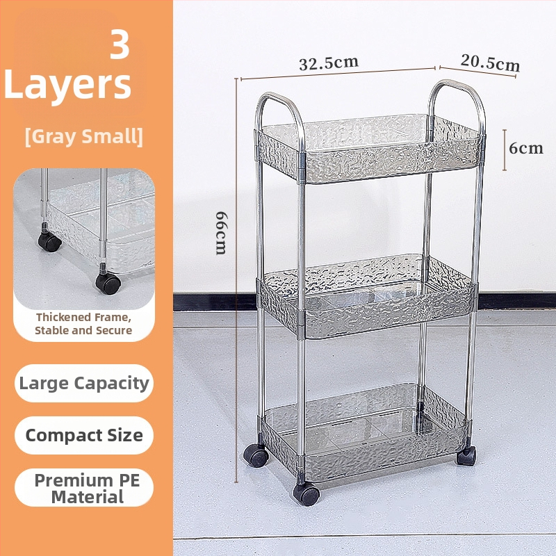 Mobilna plastična kolica za skladištenje, višeslojni rega za kuhinju i kupaonicu, bez montaže, podna postolje