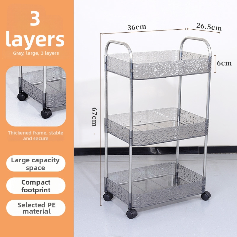 Mobilna plastična kolica za skladištenje, višeslojni rega za kuhinju i kupaonicu, bez montaže, podna postolje