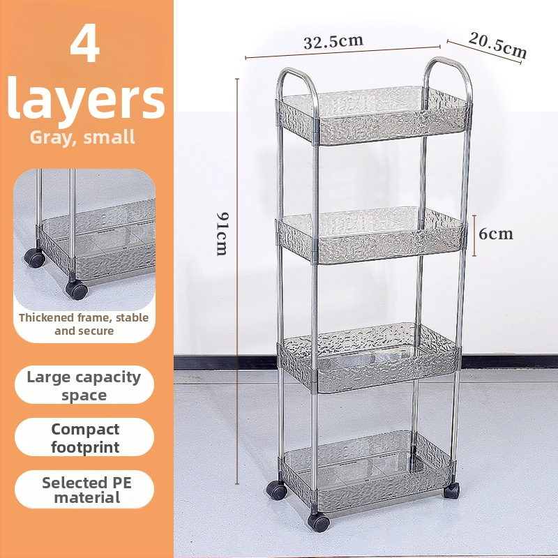 Mobilna plastična kolica za skladištenje, višeslojni rega za kuhinju i kupaonicu, bez montaže, podna postolje