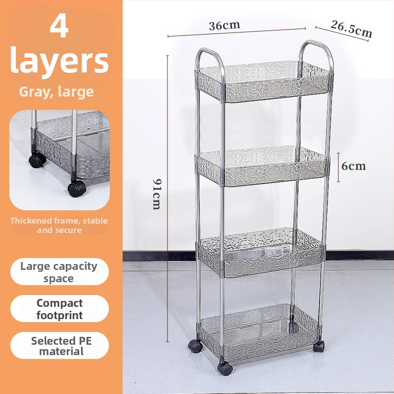 Mobilna plastična kolica za skladištenje, višeslojni rega za kuhinju i kupaonicu, bez montaže, podna postolje