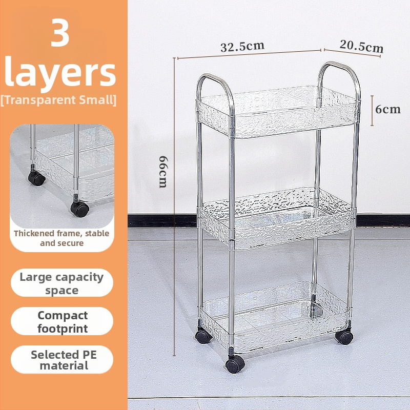 Mobilna plastična kolica za skladištenje, višeslojni rega za kuhinju i kupaonicu, bez montaže, podna postolje