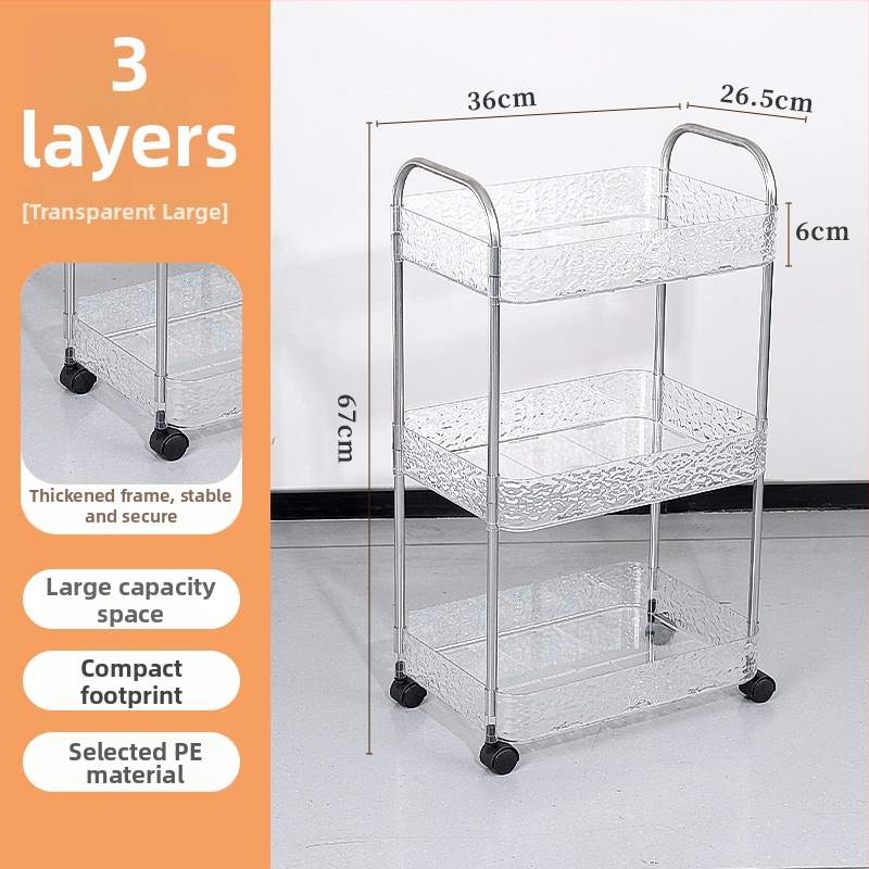 Mobilna plastična kolica za skladištenje, višeslojni rega za kuhinju i kupaonicu, bez montaže, podna postolje