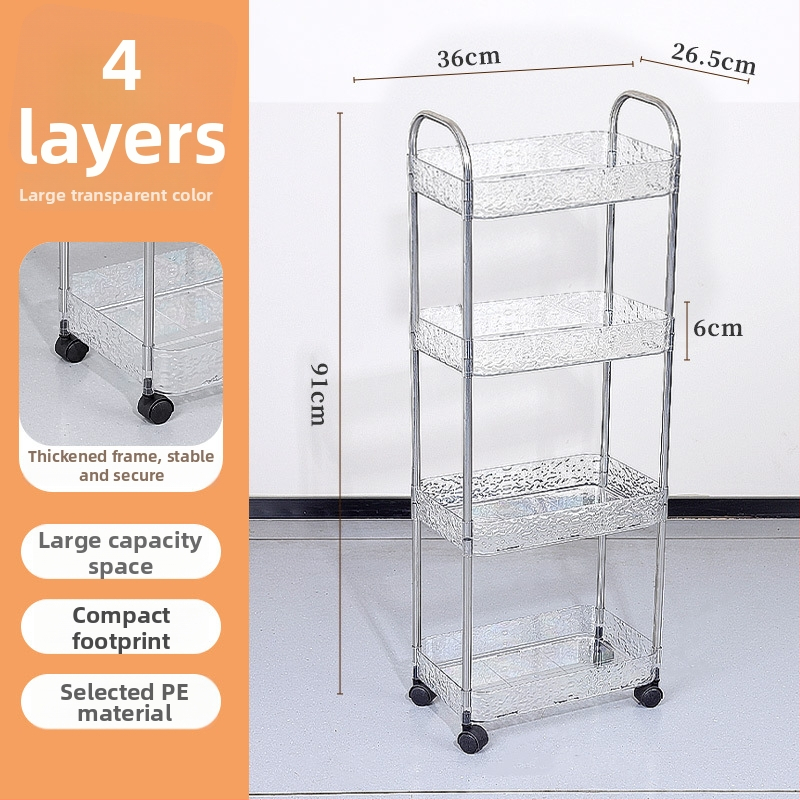 Mobilna plastična kolica za skladištenje, višeslojni rega za kuhinju i kupaonicu, bez montaže, podna postolje