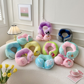 У-образна възглавница за шия с мультяшен дизайн, за офис и пътуване, пълнеж PP памук, покритие Crystal Fleece