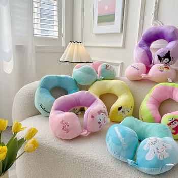 У-образна възглавница за шия с мультяшен дизайн, за офис и пътуване, пълнеж PP памук, покритие Crystal Fleece