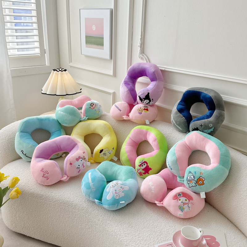 У-образна възглавница за шия с мультяшен дизайн, за офис и пътуване, пълнеж PP памук, покритие Crystal Fleece