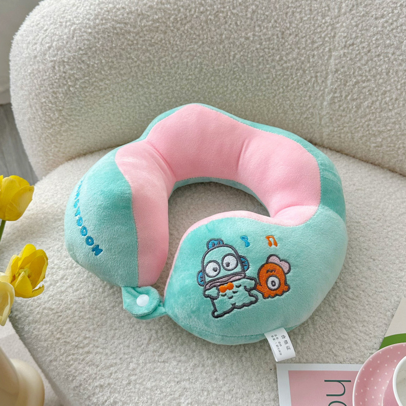 У-образна възглавница за шия с мультяшен дизайн, за офис и пътуване, пълнеж PP памук, покритие Crystal Fleece
