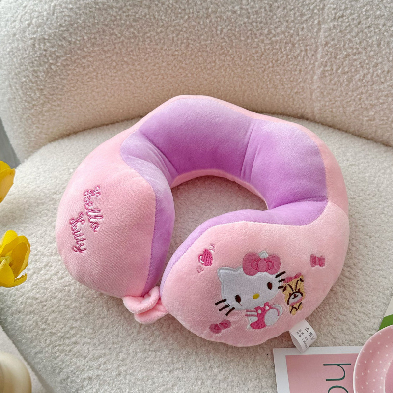 У-образна възглавница за шия с мультяшен дизайн, за офис и пътуване, пълнеж PP памук, покритие Crystal Fleece