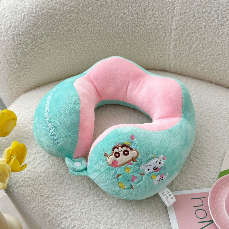 У-образна възглавница за шия с мультяшен дизайн, за офис и пътуване, пълнеж PP памук, покритие Crystal Fleece