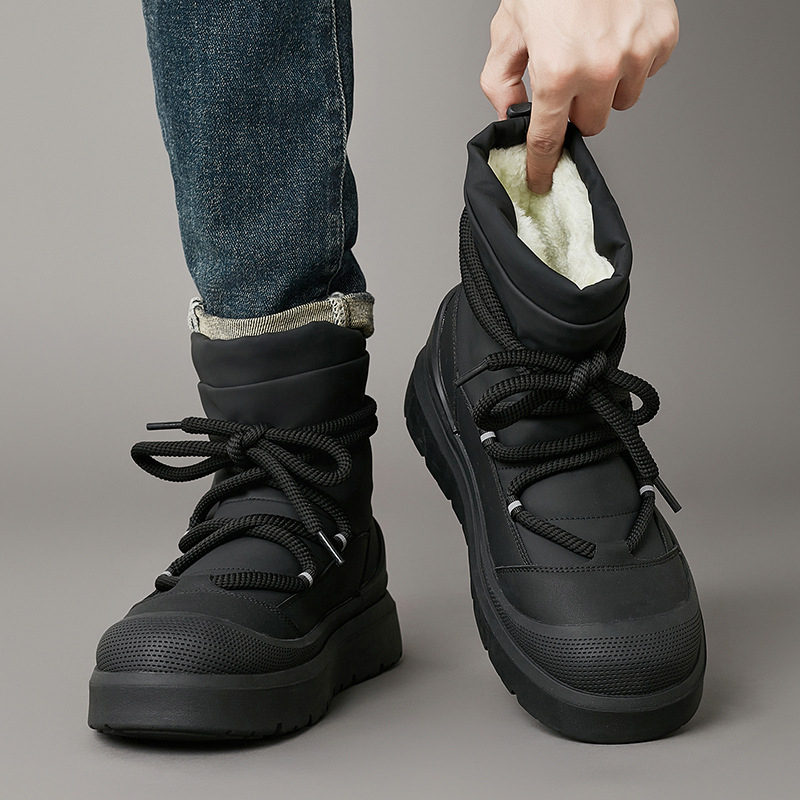 Unisex zimske čizme za snijeg s flis unutrašnjošću, vodootporne i protuklizne, gumom potplata, klinastim petama, visina do gležnja 20–28 cm