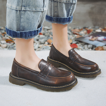 Pantofi femei Mary Jane din piele PU, slip-on — vârf rotund, talpă plată, talpă din cauciuc, căptușeală textile