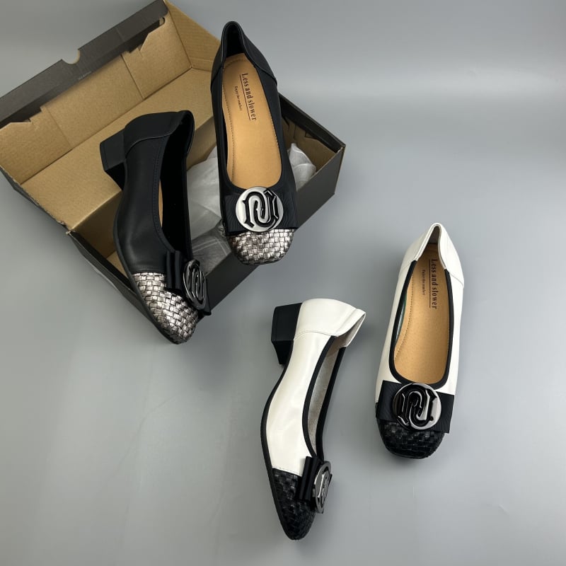 Pantofi Egg Roll cu vârf rotund, partea superioară din piele de vită, toc mic 1-3 cm, talpă din cauciuc, potriviți pentru vară, primăvară și toamnă