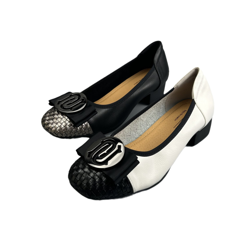 Pantofi Egg Roll cu vârf rotund, partea superioară din piele de vită, toc mic 1-3 cm, talpă din cauciuc, potriviți pentru vară, primăvară și toamnă