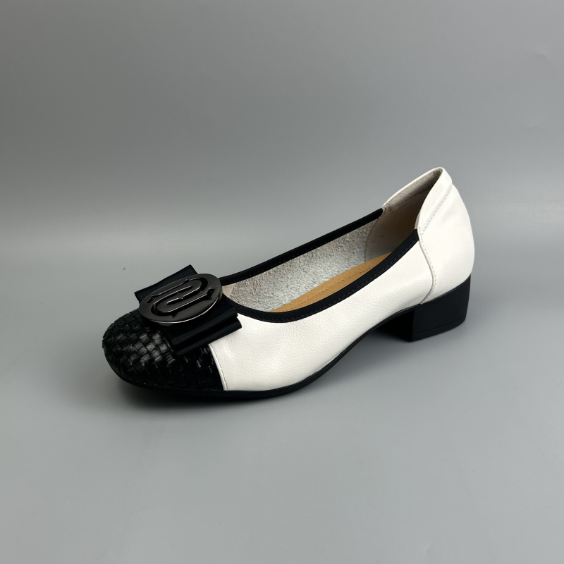 Pantofi Egg Roll cu vârf rotund, partea superioară din piele de vită, toc mic 1-3 cm, talpă din cauciuc, potriviți pentru vară, primăvară și toamnă