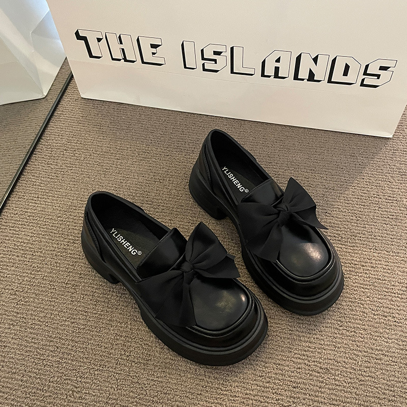 Loafers Mary Jane pentru femei cu talpă groasă, PU suprafață, vârf rotund, toc mic 1–3 cm, închidere cu șiret, talpă din cauciuc