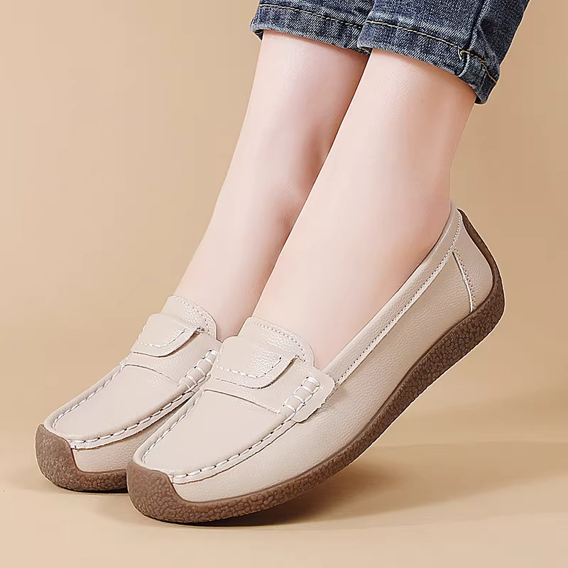 Ženske kožne loaferice, okrugli vrh, niski pet 1–3 cm, slip-on, protuklizna TPR obuća, gornji dio od dvostruke kože krave, podstava od svinjske kože, proljeće 2026