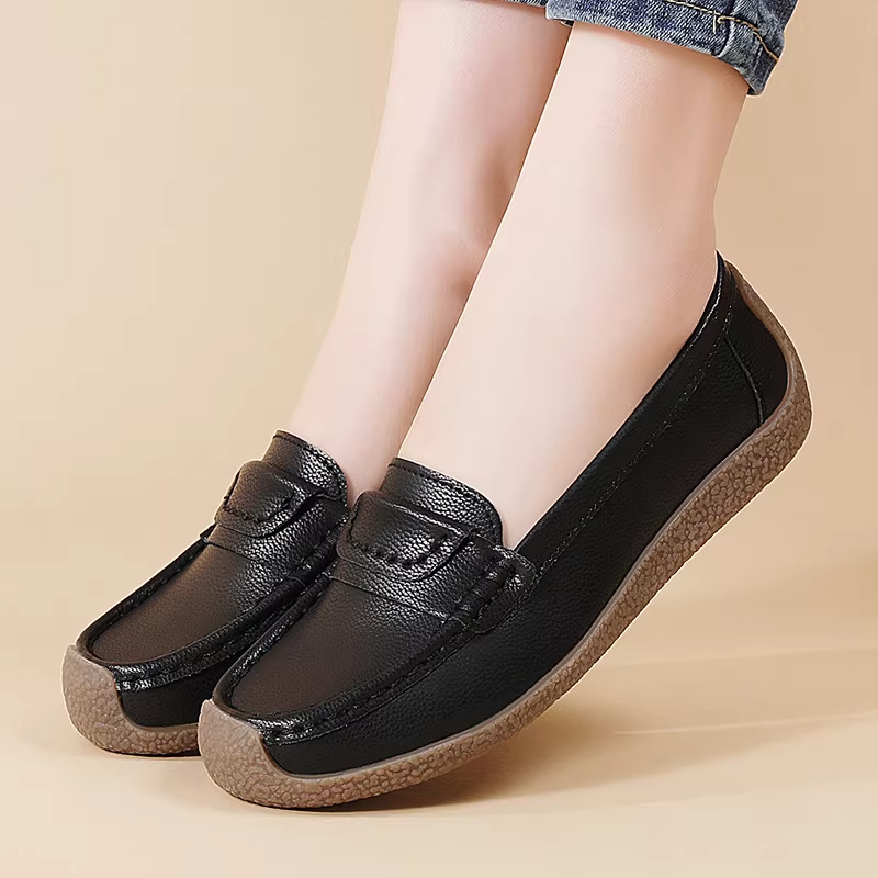 Ženske kožne loaferice, okrugli vrh, niski pet 1–3 cm, slip-on, protuklizna TPR obuća, gornji dio od dvostruke kože krave, podstava od svinjske kože, proljeće 2026