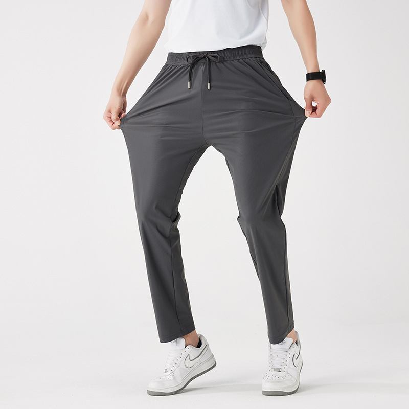 Unisex hlače za vanjske aktivnosti od ice silk, brzo se suše, lagane ljeto, s elastičnim pojasom, opušten kroj, duge