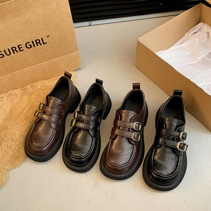 Ženske loafers s okruglom vrhom i debelim petom 1-3 cm, gornji dio PU
