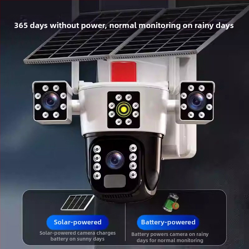 Napelemes kültéri kamera, 5V tápegység, -20°C–55°C üzemi hőmérséklet-tartomány, riasztás támogatott, beltéri és kültéri használatra egyaránt