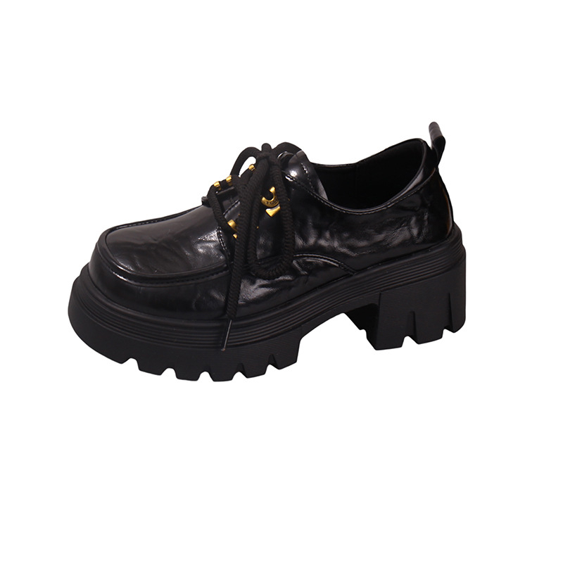 Ženske mokasine s platformom u retro engleskom stilu, PU gornji dio, okrugla špička, slip-on, proljeće-jesen