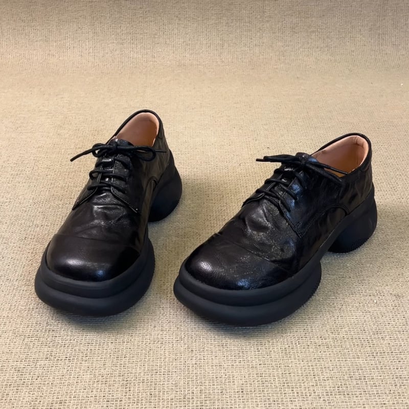 Loaferice od dvostruke kože, gornji dio od dvostruke kože, klinasti pet 6–8 cm, zatvaranje vezicama, gradski stil, jednofarbni uzorak
