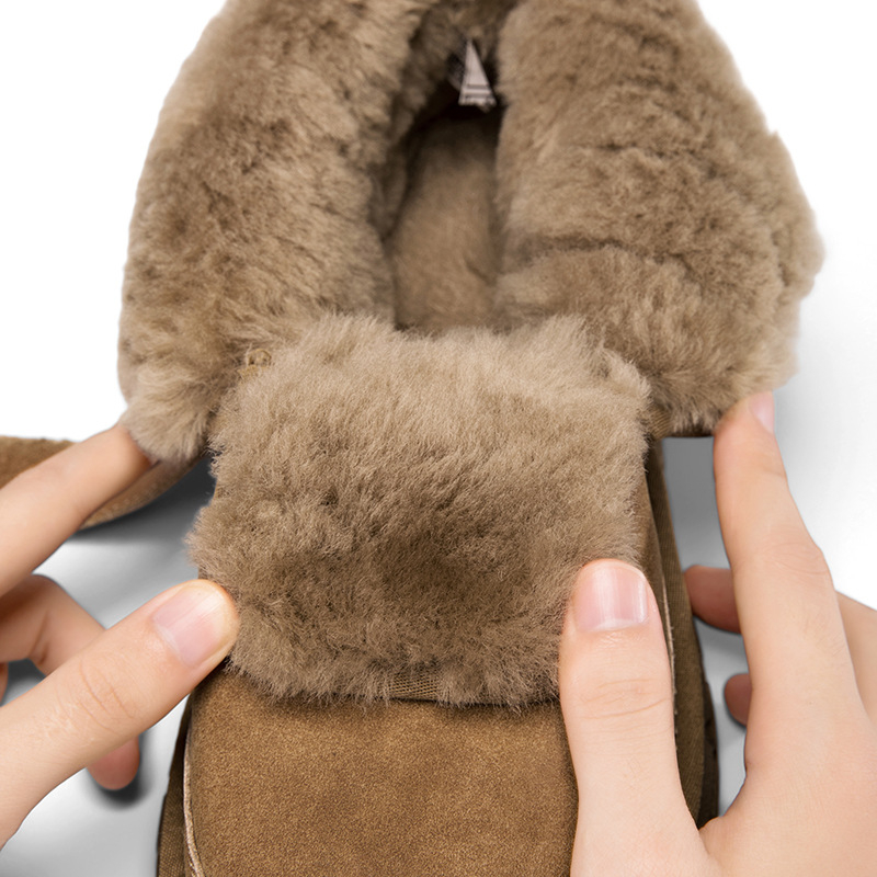 Zimske čizme od kravlje kože, vodootporne, unutarnja postava od čiste vune, zatvaranje na Velcro, protuklizna gumena potplat, okrugli vrh, srednji povišeni potplat 3-5 cm