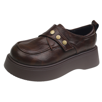 Loafers od PU gornji dio, okrugla nosnica, srednji pet 3–5 cm, Velcro kopča, britanski stil