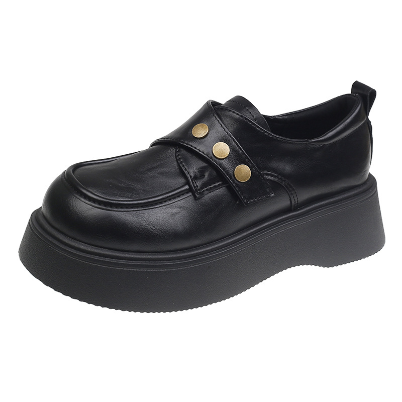 Loafers od PU gornji dio, okrugla nosnica, srednji pet 3–5 cm, Velcro kopča, britanski stil