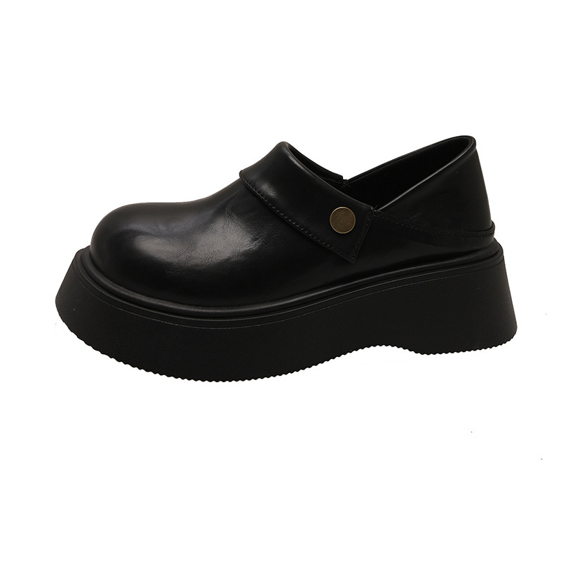 Ženske loaferice s debelim potplatom, PU gornji dio, okrugli vrh, niski đon 1–3 cm, Slip-On, gumena potplata, britanski akademski stil, casual
