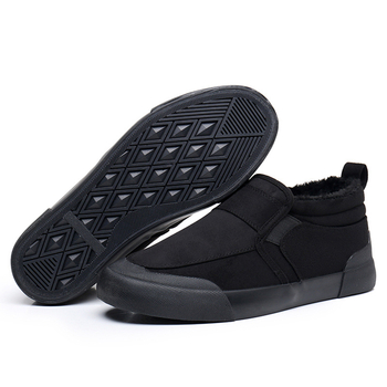 Papuci de iarnă pentru bărbați, slip-on, cu căptușeală fleece și talpă din cauciuc