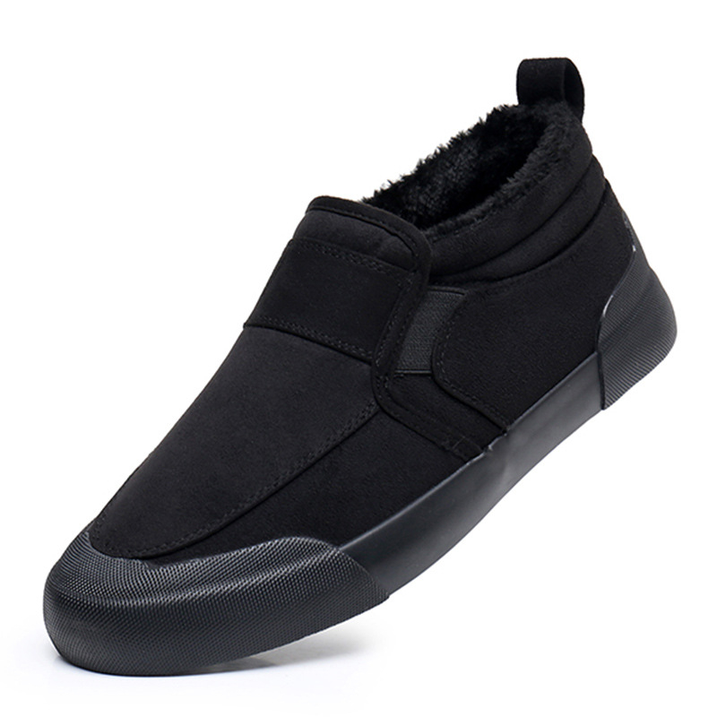 Papuci de iarnă pentru bărbați, slip-on, cu căptușeală fleece și talpă din cauciuc