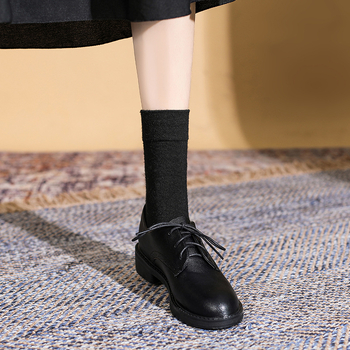 Ženske Brogue cipele s fleece podstavom, vezanje, gornji dio od mikrovlakana, okrugli vrh, srednja peta 3–5 cm