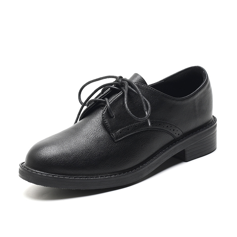 Ženske Brogue cipele s fleece podstavom, vezanje, gornji dio od mikrovlakana, okrugli vrh, srednja peta 3–5 cm