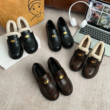 JK kožne cipele s debelim potplatom, japanski stil, skriveno podizanje visine 5 cm, okrugli vrh prsta