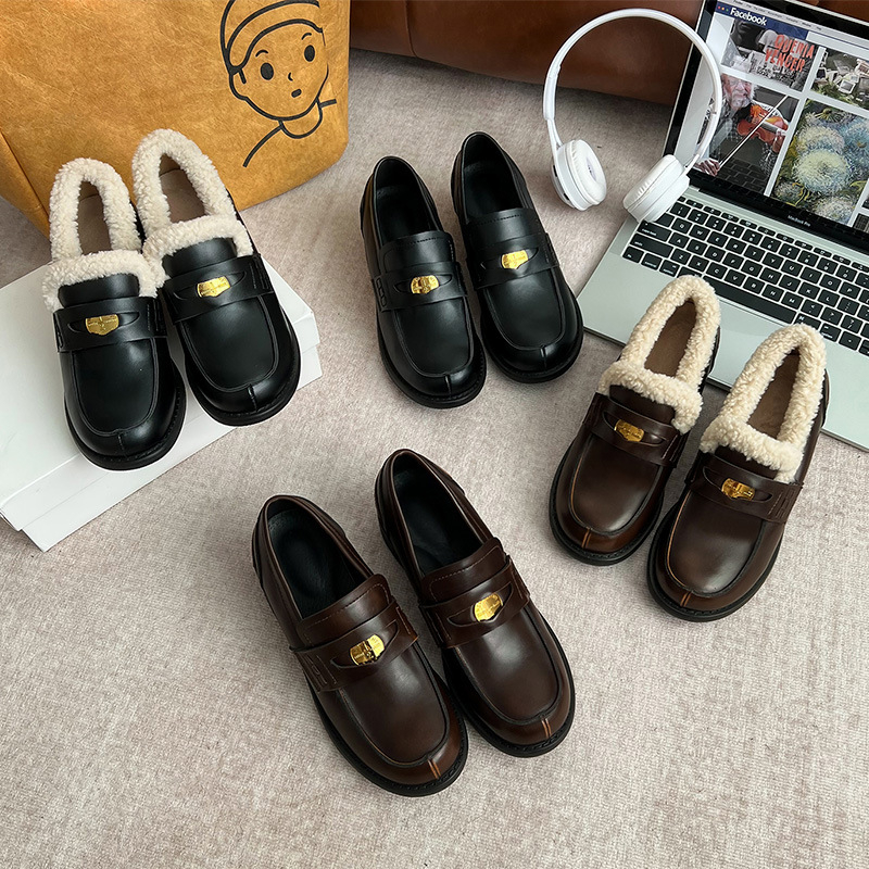 JK kožne cipele s debelim potplatom, japanski stil, skriveno podizanje visine 5 cm, okrugli vrh prsta