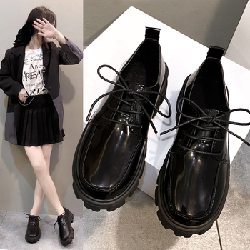 Ženske loafers s okruglom vrhom, platforma, srednje visine potpetica 3–5 cm, PU gornji dio, korejski stil