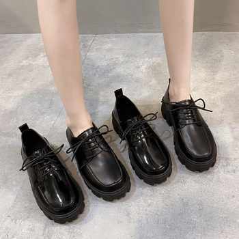 Ženske loafers s okruglom vrhom, platforma, srednje visine potpetica 3–5 cm, PU gornji dio, korejski stil