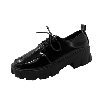 Ženske loafers s okruglom vrhom, platforma, srednje visine potpetica 3–5 cm, PU gornji dio, korejski stil