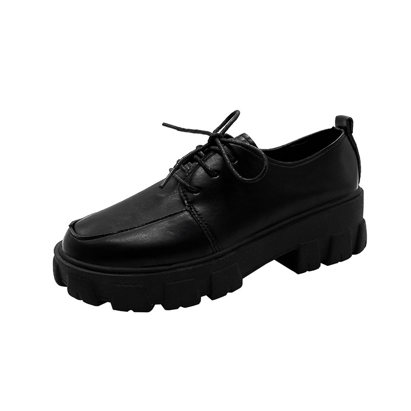 Ženske loafers s okruglom vrhom, platforma, srednje visine potpetica 3–5 cm, PU gornji dio, korejski stil