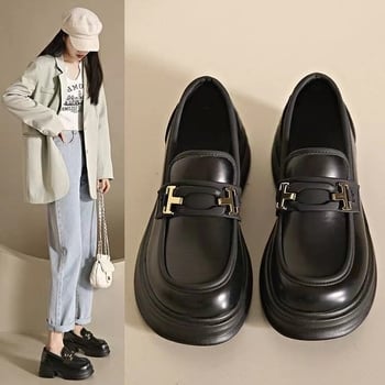 Ženske Mary Jane loaferice s debelim potplatom, PU gornji dio, okrugla vrh, slip-on, gumeni potplat