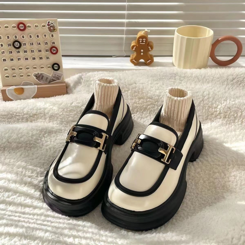 Ženske Mary Jane loaferice s debelim potplatom, PU gornji dio, okrugla vrh, slip-on, gumeni potplat