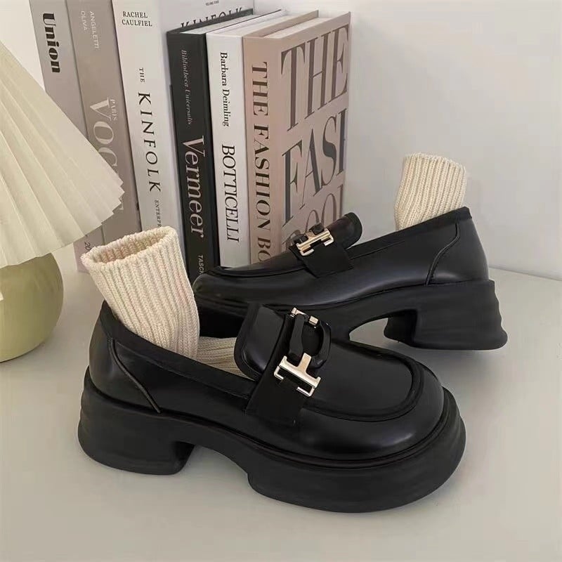 Ženske Mary Jane loaferice s debelim potplatom, PU gornji dio, okrugla vrh, slip-on, gumeni potplat