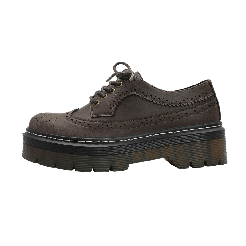 PU loaferice s okruglim nosom, platforma 4–6 cm, slip-on zatvaranje, PU ulošak