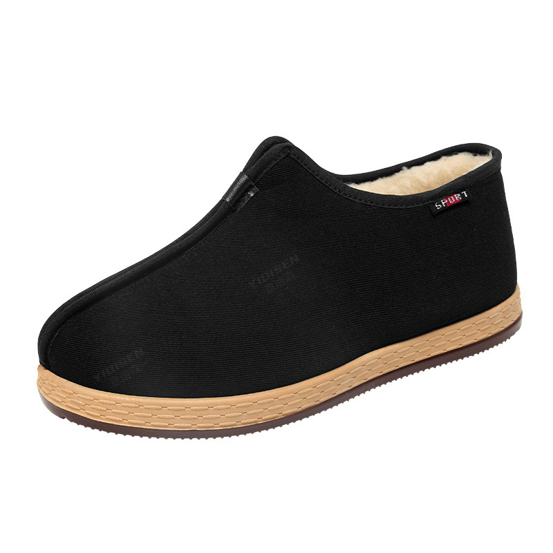 Zimske muške papuče od platna s debelim ovčjim vunom, protuklizna mekana potplata, slip-on dizajn