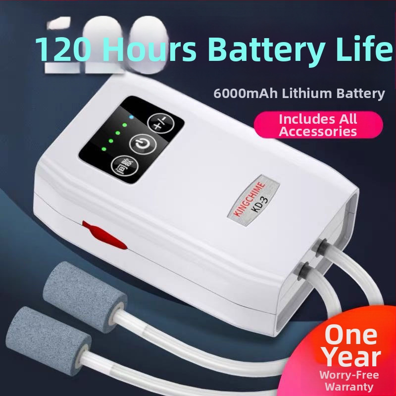 TEQIANG αντλία οξυγόνου — επαναφορτιζόμενη, φορητή, εξαιρετικά ήσυχη, διπλής χρήσης για εξωτερικό ψάρεμα και ιχθυοκαλλιέργεια (200 g)